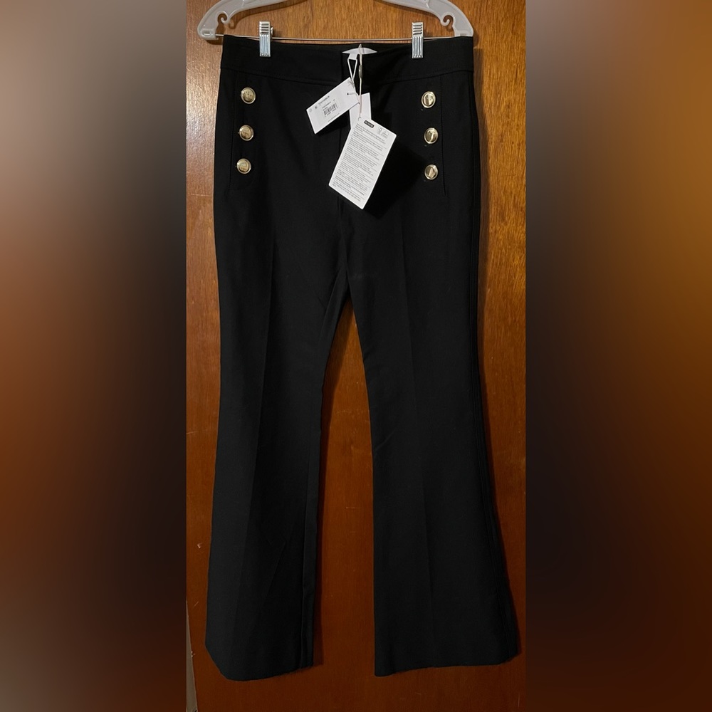 DEREK LAM 10 CROSBY Flared Pants in black, nautical buttons